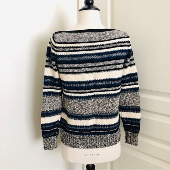 Vince textured knit wool pullover striped sweater - Picture 4 of 7